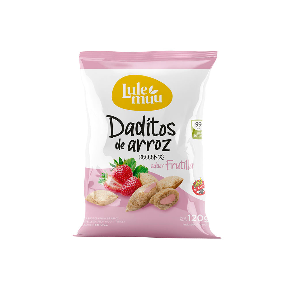 Cereales de Arroz Rellenos sabor Frutilla 120 Grs Lulemuu