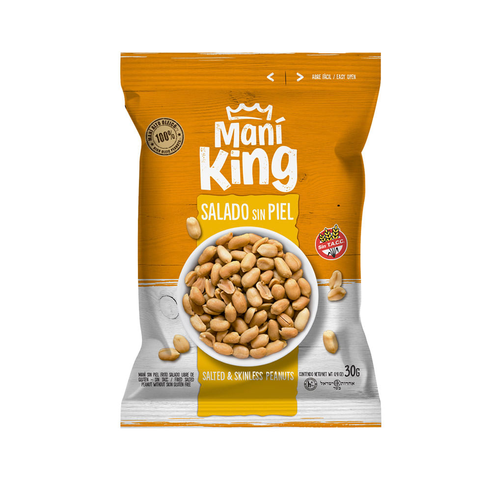 Maní Salado Sin Piel Mani King 30 Gr