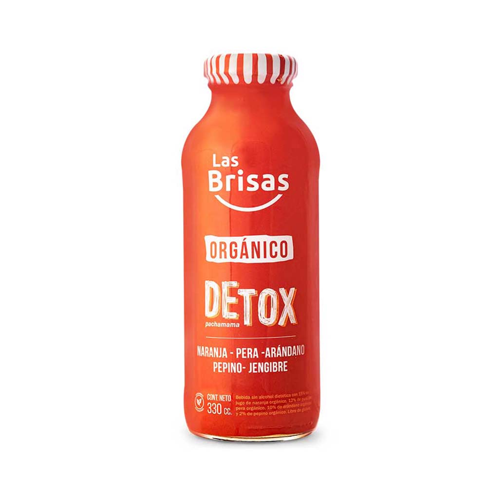Detox Orgánico Pepino, Naranja, Pera, Arándano 330 Ml Las Brisas