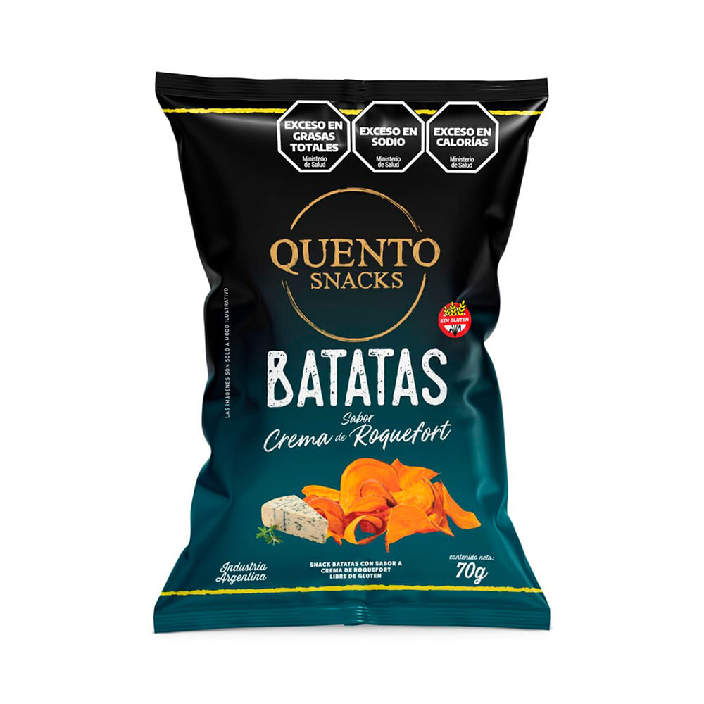 Batatas Sabor Crema Roquefort X 70 Grs Quento Snacks