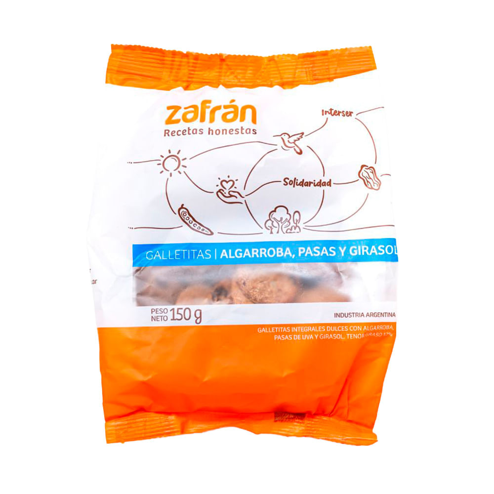Galletitas Sabor algarroba, pasas y girasol Zafrán