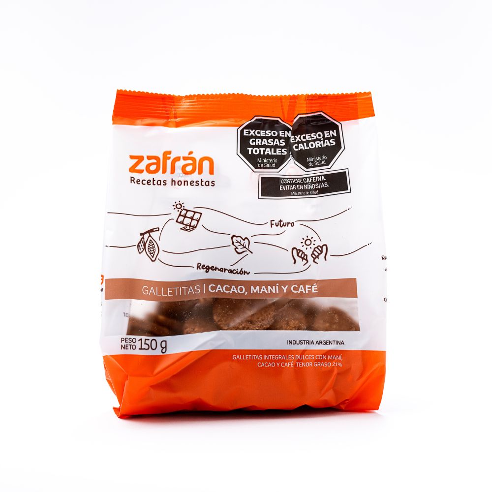 Galletitas Integrales Sabor Cacao Maní y Café 150 Grs Zafrán