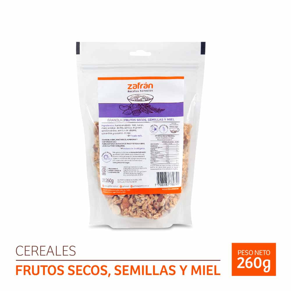 Granola Con Frutos Secos Y Semillas 260 Gr Zafrán
