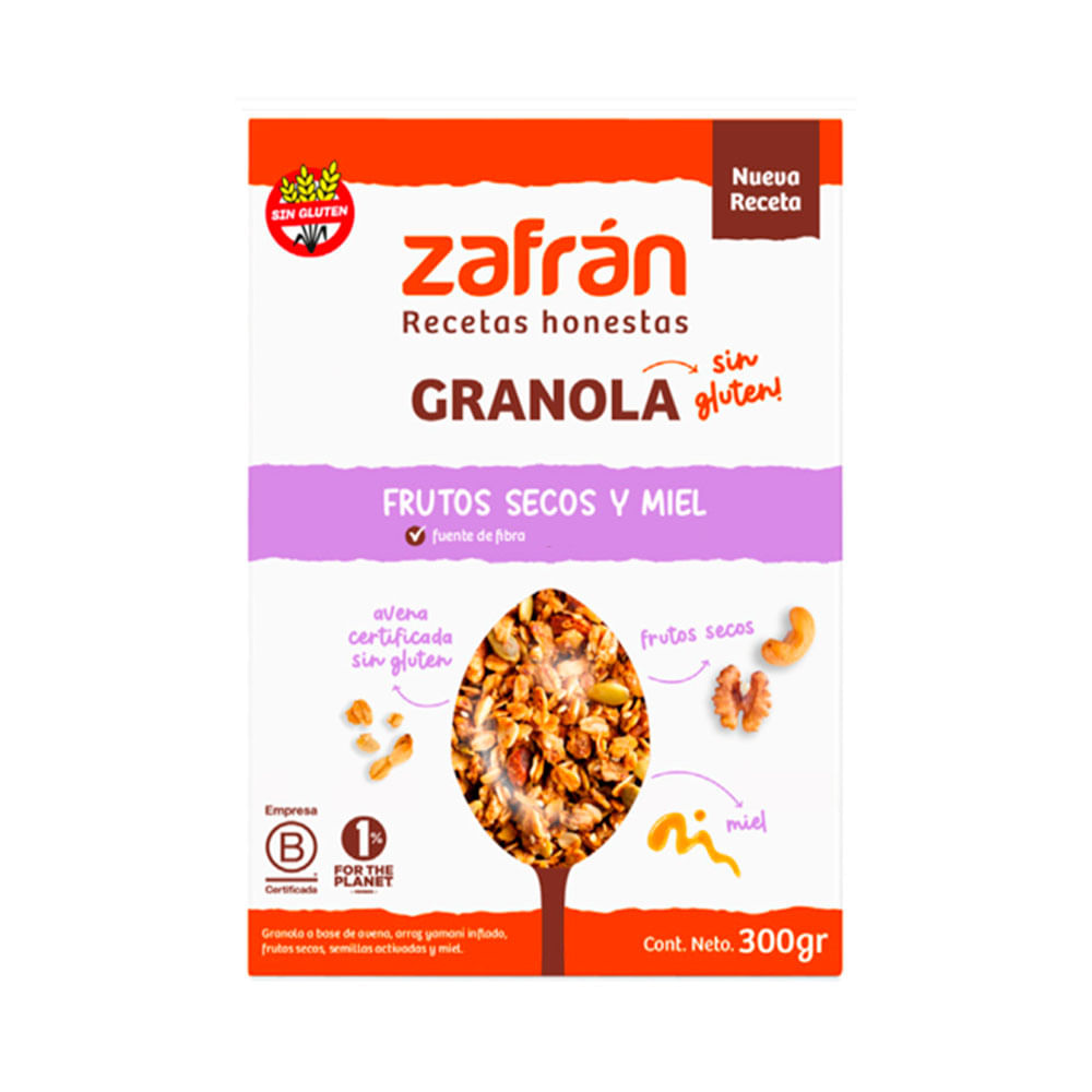 Granola Sabor Frutos Secos y Miel 300 Grs Zafrán