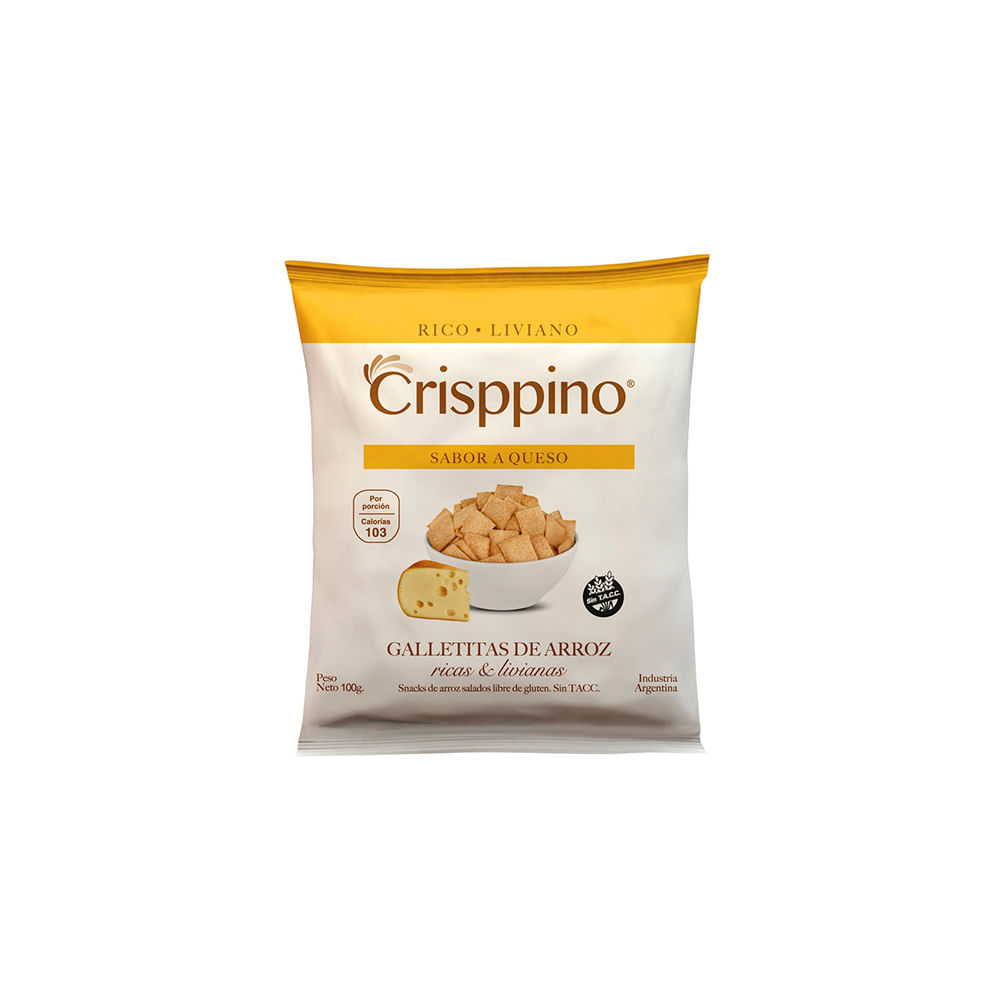 Galletitas de Arroz Sabor Queso 100 Grs Crisppino