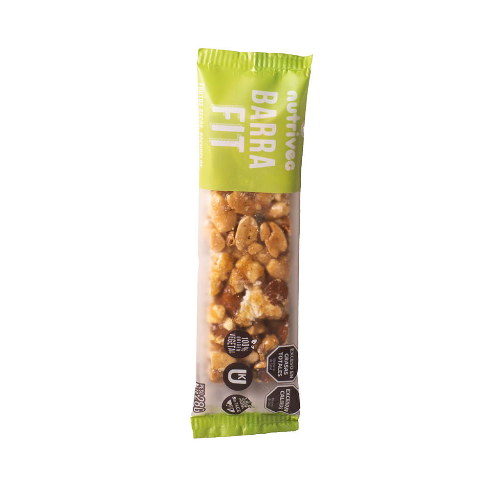 Barra de Cereal Sabor Frutos Secos y Pochoclos 28 Grs Nutriveg
