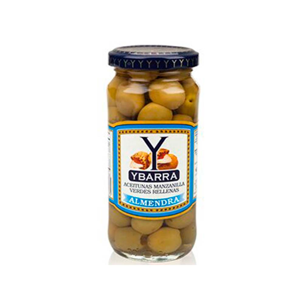Aceitunas Manzanilla Verdes Rellenas de Almendra 240 Grs Ybarra