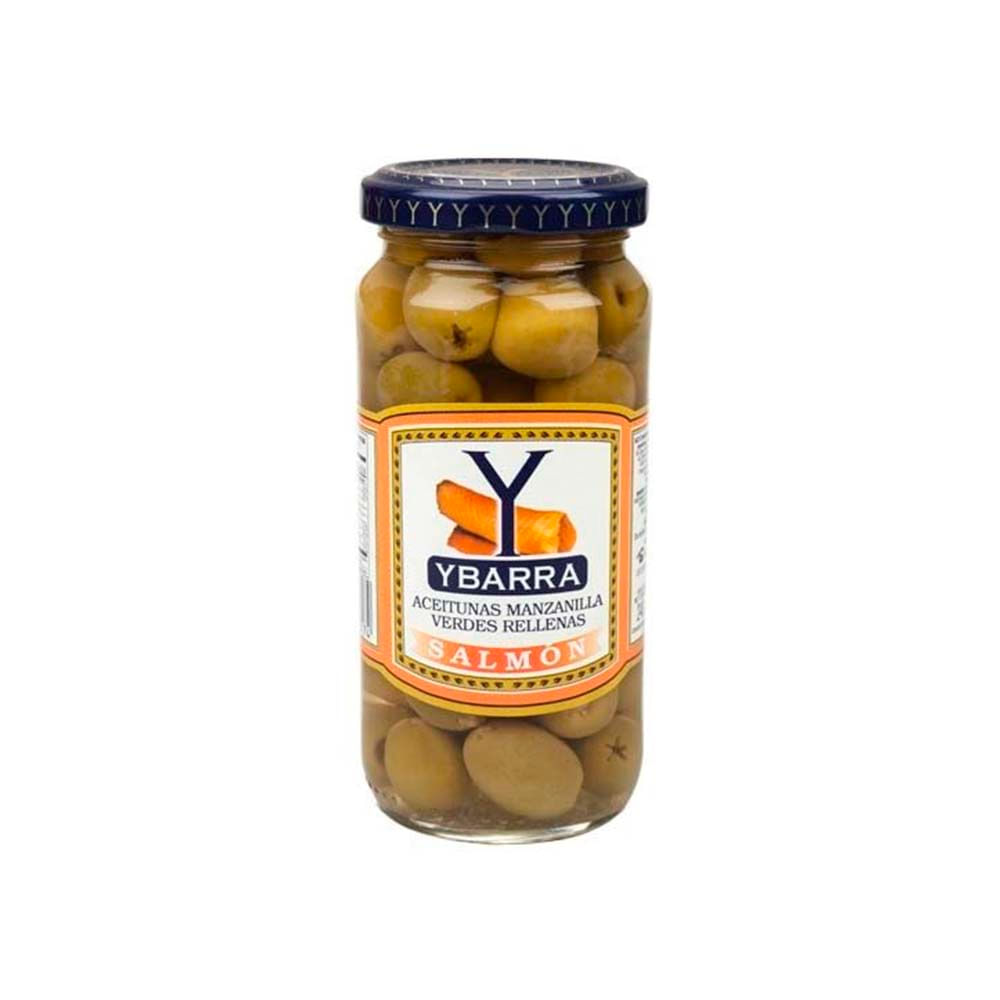 Aceitunas Manzanilla Verdes Rellenas de Salmón 240 Grs Ybarra