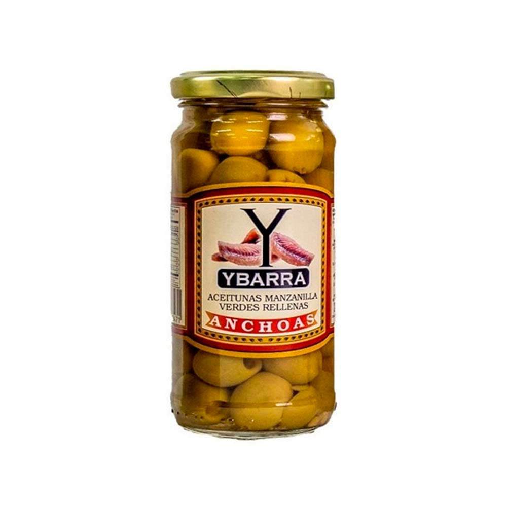 Aceitunas Manzanilla Verdes Rellenas de Anchoas 240 Grs Ybarra
