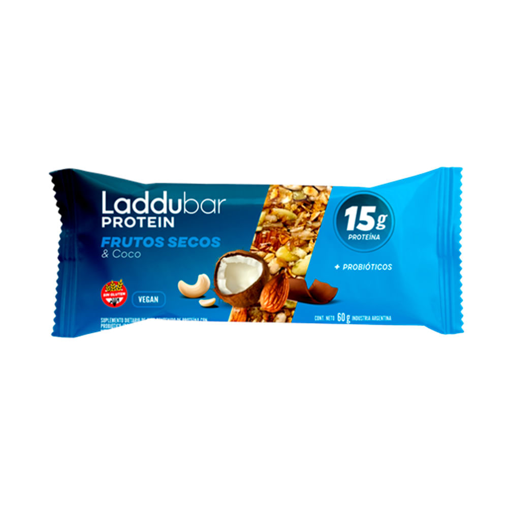 Barra Proteica Sabor Frutos Secos y Coco 60 Grs Laddu Bar